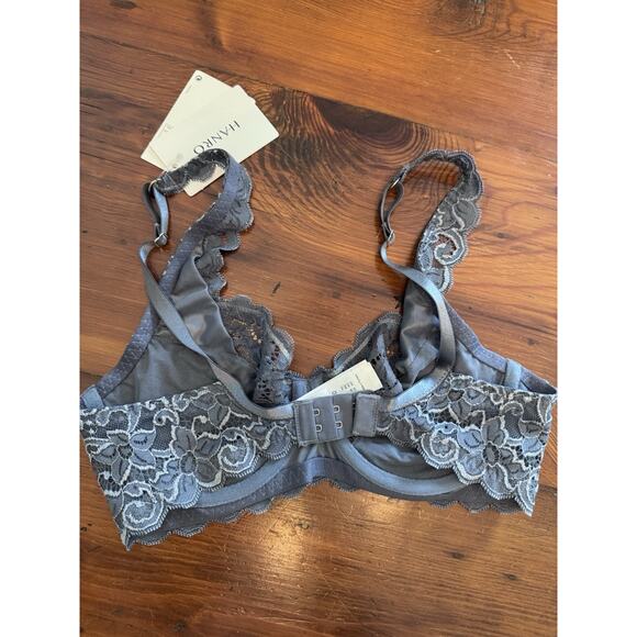 Hanro Moments 1467 Underwire Bra Size 34D pigeon Blue/gray NWT $160 - Picture 3 of 12